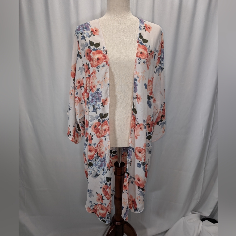 Adore Floral Robe with Pink and Blue Hues